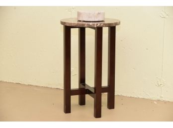 Marble Top Side Table With Additional Marble Pedestal 13 X 20