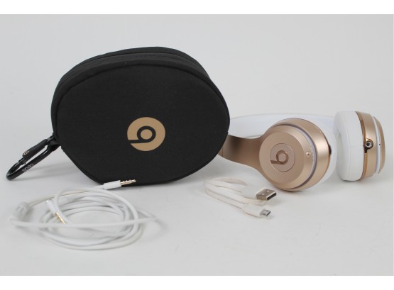 Gold Beats Solo Wireless Bluetooth Headphones With Case