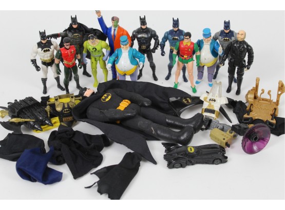 Vintage 80's & 90's Batman Kenner Action Figure Lot Including Accessories