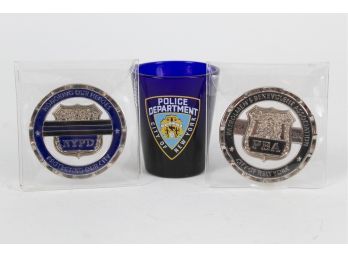 NYPD Custom Collectible Coins & Shot Glass