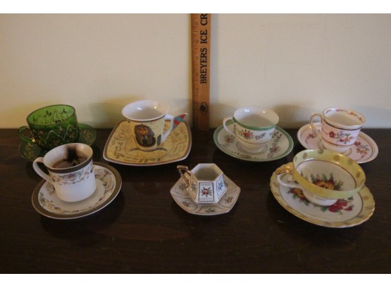 Collection Of Antique Tea Cups And Saucers Including Leart, Colclough, Green Depression, Japan, Limoges/Fathi