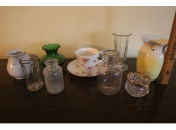 7 Vintage Vases, Creamer And Cup & Saucer