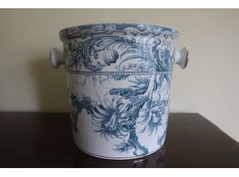 Large Antique Blue And White Ironstone Bucket