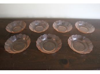 6 Pink Depression Glass Bowls