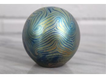 Vintage Signed 1983 Iridescent Art Glass 3.5' Paperweight