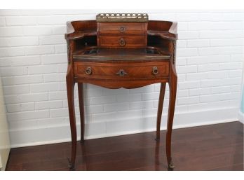 Art Deco Desk With Leather Top & Marble Inlay 28'L X 20'W X 36'H