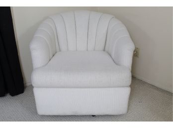 White Fabric Swivel Chair 31'L X 34'W X 29'H