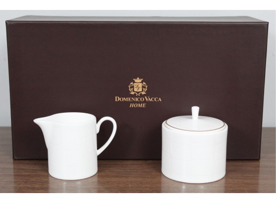 Domenico Vacca Alligator White Sugar Pot & Creamer Set (New In Box)