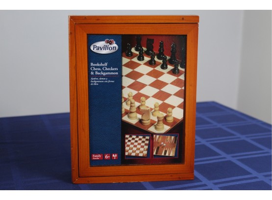 Pavilion Bookshelf Chess, Checkers & Backgammon (New In Box)