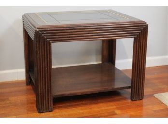 Rectangle Glass Top Wooden Side Table 27'L X 23'W X 20'H