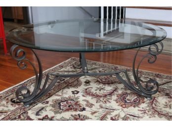 Wrought Iron Glass Coffee Table 38'D X 16'H