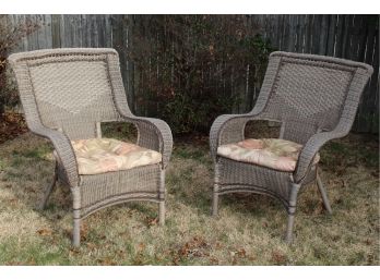 Pair Of Outdoor Wicker Arm Chairs