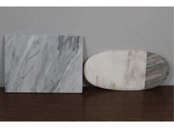 Two Crate & Barrel Marble Platters