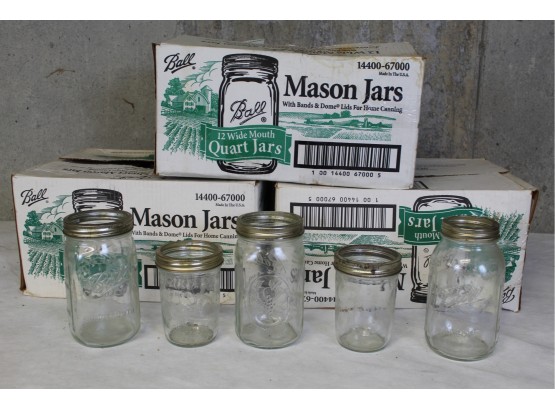Mason Jar Lot 3 (32 Jars Total, Mixed Sizes)