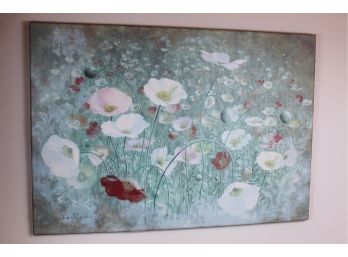 Numbered Original Flower Canvas Giclee By Fabrice De Villenueve With Authenticity Certificate 39' X 28'
