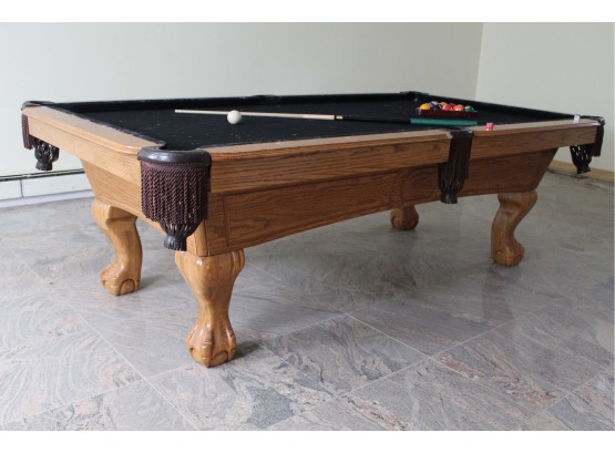 Ball And Clawfoot Pool Table (Needs To Be Re-Felted, Read Description) 100'L X 56'W X 32'H