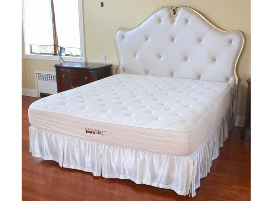 King Sized Bed With Jessica McClintock White Tufted Headboard Retail $2,400 (Mattress Included)