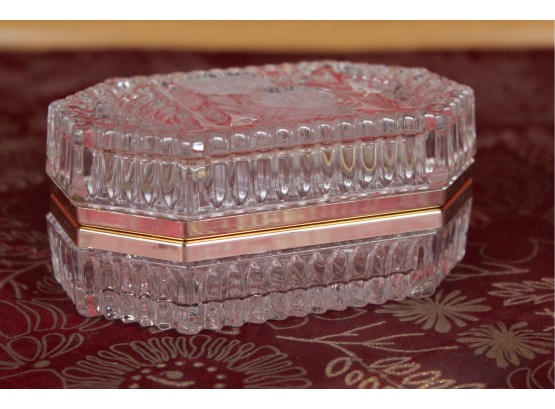 Glass Trinket Box With Frosted Flower Design