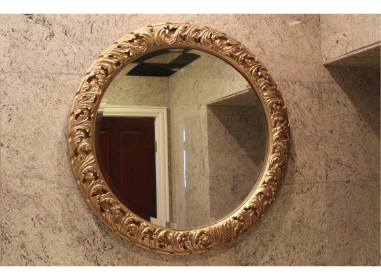 Large Round Mirror In Gold Leaf Frame 36' X 36'