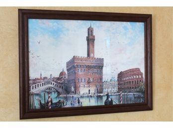 Framed Italian Cityscape Print 31' X 23'