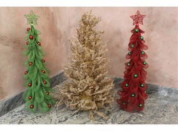 Three Decorative Christmas Trees (24' Tall)