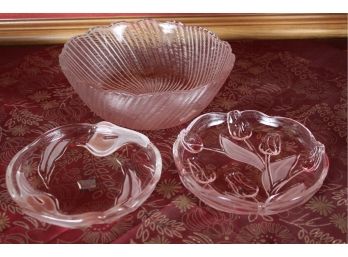 Three Glass Bowls By Mikasa & Crystal Clear Studios