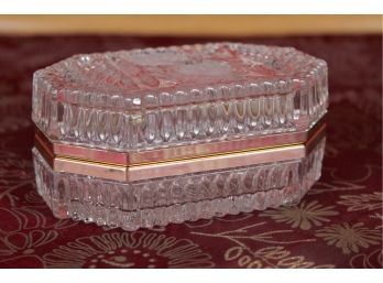Glass Trinket Box With Frosted Flower Design