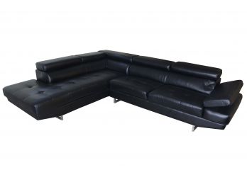 Black Modern L Shaped Sofa By Bob's Furniture (Read Description For Dimensions)
