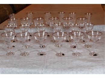 Set Of 24 Lenox Classic Shell Gold Trim Drinking Glasses