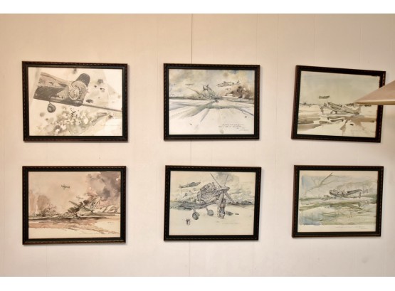 WWII Don Anderson WWII Watercolor Prints Royal Canadian Air Force England Set Of 6