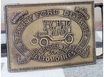 Vintage Henry Ford Detroit Brass Belt Buckle