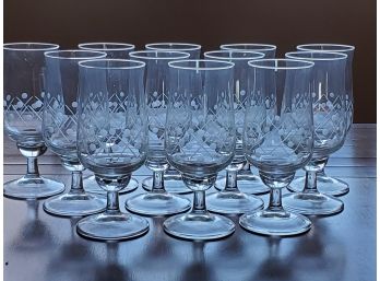 Twelve Vintage Etched Water/ Wine Glasses