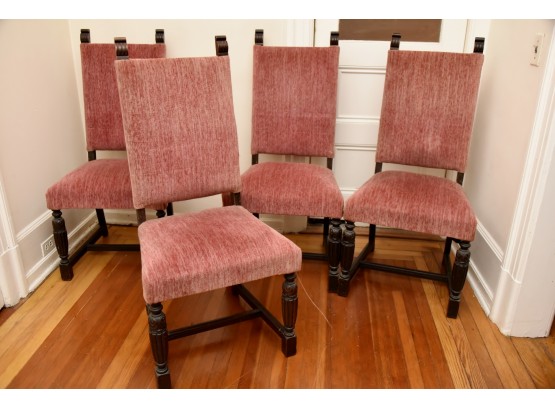 Set Of Four Mahogany Reupholstered Chairs 20 X 19 X 44