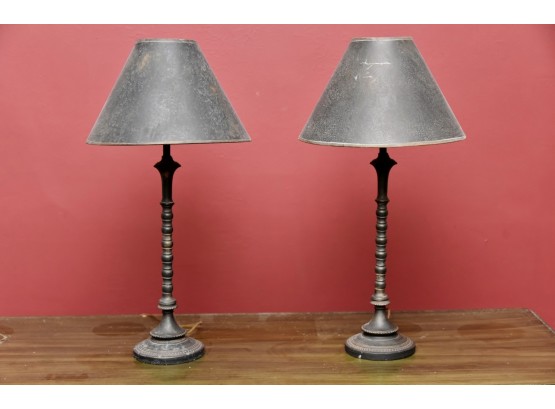 Pair Of Twisted Metal Table Lamps