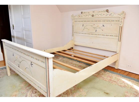 Antique Hand Painted Full/queen Bed Frame 58 X 78 X 55