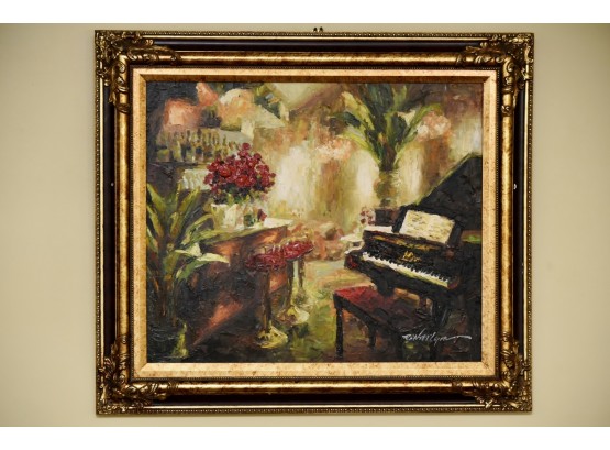 'The Musician' Impressionist Oil On Canvas 32 X 27