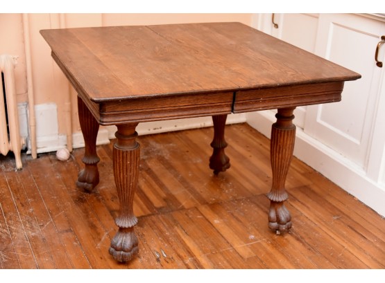 Antique Tiger Oak Claw Foot Table 40 X 40 X 30
