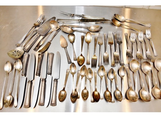 Antique Silver Plate Flatware Some With Monograms