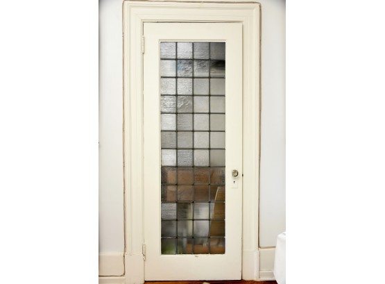 Antique Leaded Stained Glass Door With Glass Knob