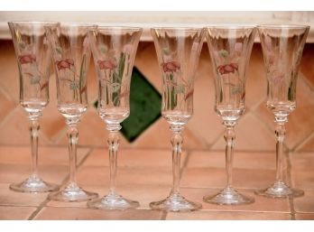 Gorgeous Hand Painted Crystal Champagne Flutes