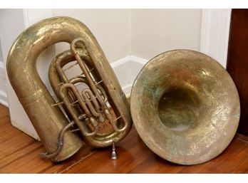 Antique Brass Tuba For Display Or Repair