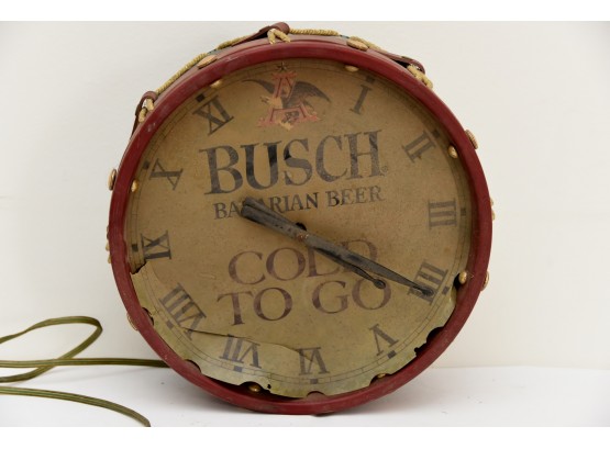 Vintage 1970's Busch Beer Drum Clock (Tested - Not Working)