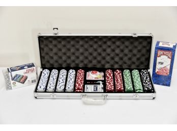 Set Of Poker Chips & Playing Cards