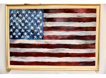 Large American Flag Acrylic By SD Ross Dated September 2001 53' X 37'