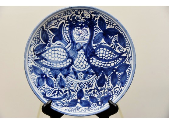 Blue And White 'Lovebird' Display Plate