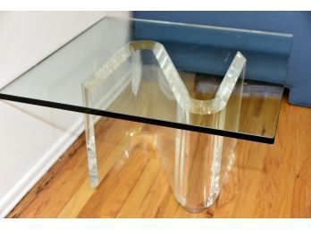 'Z' Form Acrylic Base Coffee Table With Beveled Glass Top  30 X 30 X 16