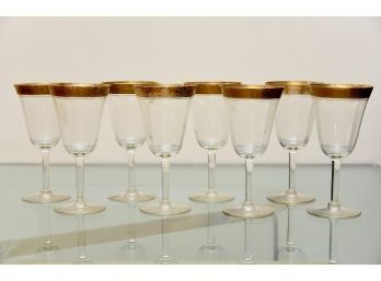 Vintage Etched Gold Rim Goblets Set Of 8