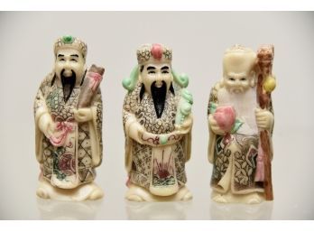 Trio Of Carved Ivory Wise Men Figurines