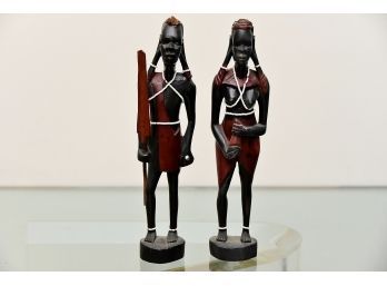 Pair Of Carved African Tribal People