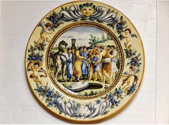 Interesting Italian Ceramic 20' Round Wall Plate